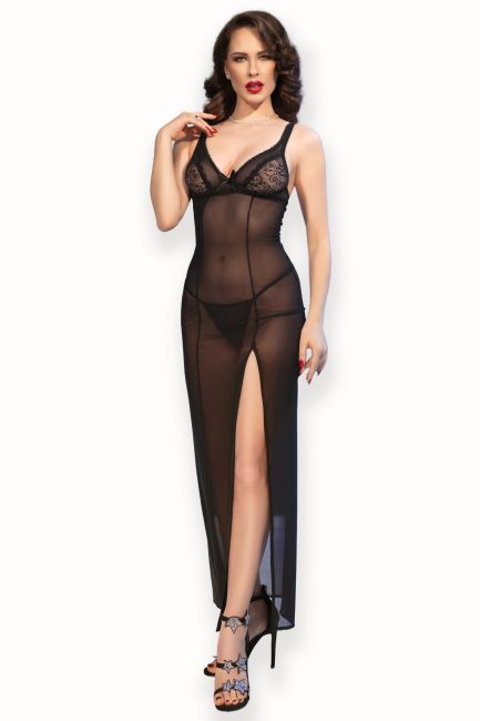 Langes Babydoll CR4723 schwarz